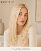 Topper per capelli in fibra resistente al calore con pizzo frontale e monofilamento superiore – Pizzo frontale, riga libera