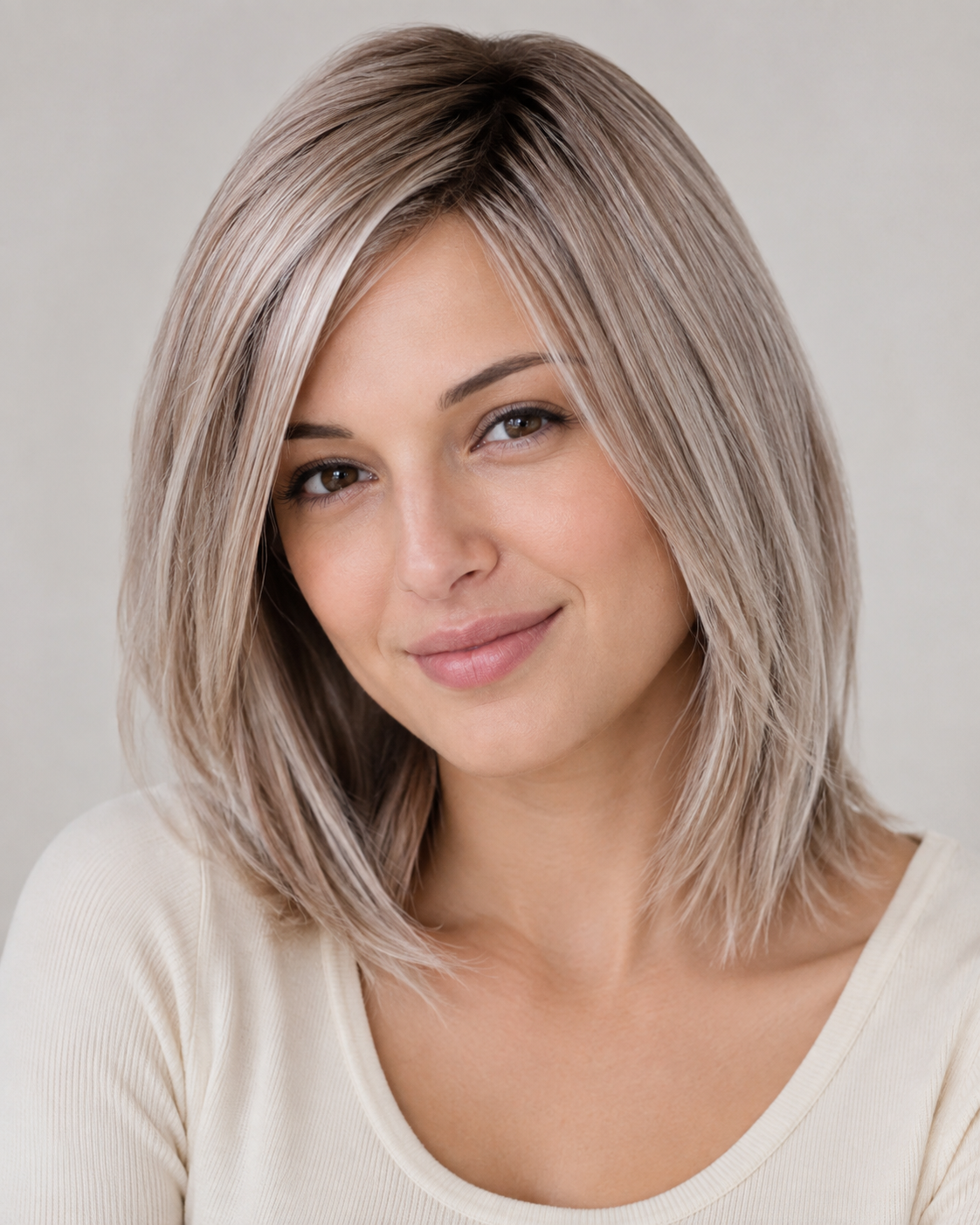 Topper per capelli in fibra resistente al calore con pizzo frontale e monofilamento superiore – Pizzo frontale, riga libera