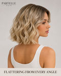 30cm Rooted Blonde Synthetic Bob Wig – Center Part, Soft Waves