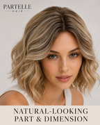 30cm Rooted Blonde Synthetic Bob Wig – Center Part, Soft Waves