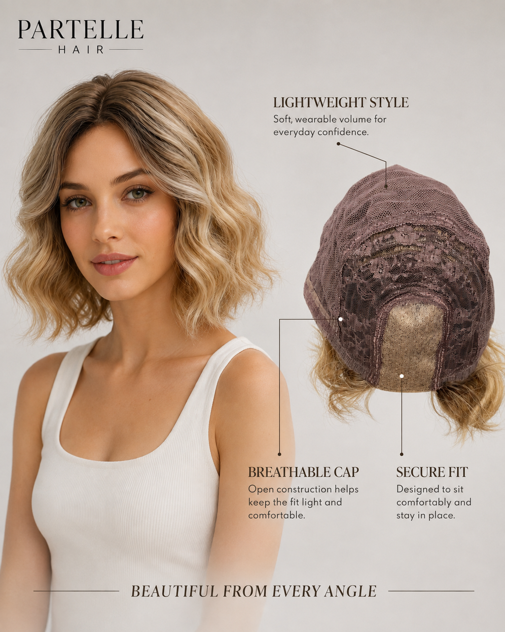 30cm Rooted Blonde Synthetic Bob Wig – Center Part, Soft Waves