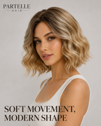 30cm Rooted Blonde Synthetic Bob Wig – Center Part, Soft Waves