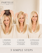 Topper per capelli in fibra resistente al calore con pizzo frontale e monofilamento superiore – Pizzo frontale, riga libera