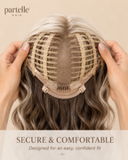 Long Two-Tone Wavy Wig – Icy Blonde & Mocha Brown, Center Part