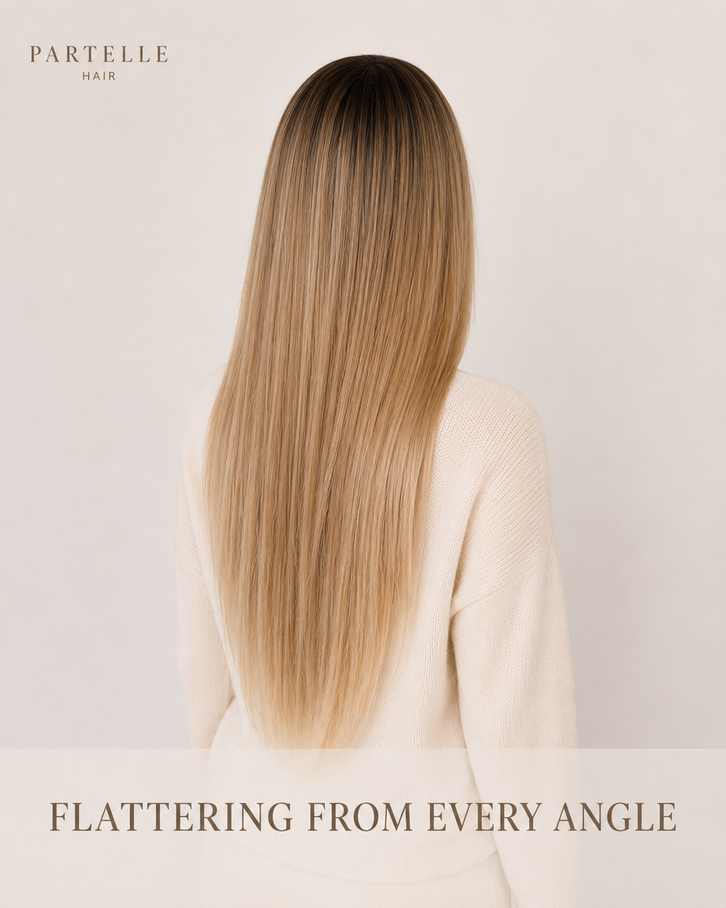Dark Rooted Sandy Blonde Synthetic Wig – Long Straight Hair, Center Part & Lightweight Comfort Cap