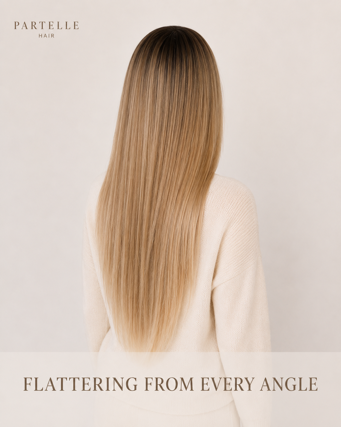 Dark Rooted Sandy Blonde Synthetic Wig – Long Straight Hair, Center Part & Lightweight Comfort Cap