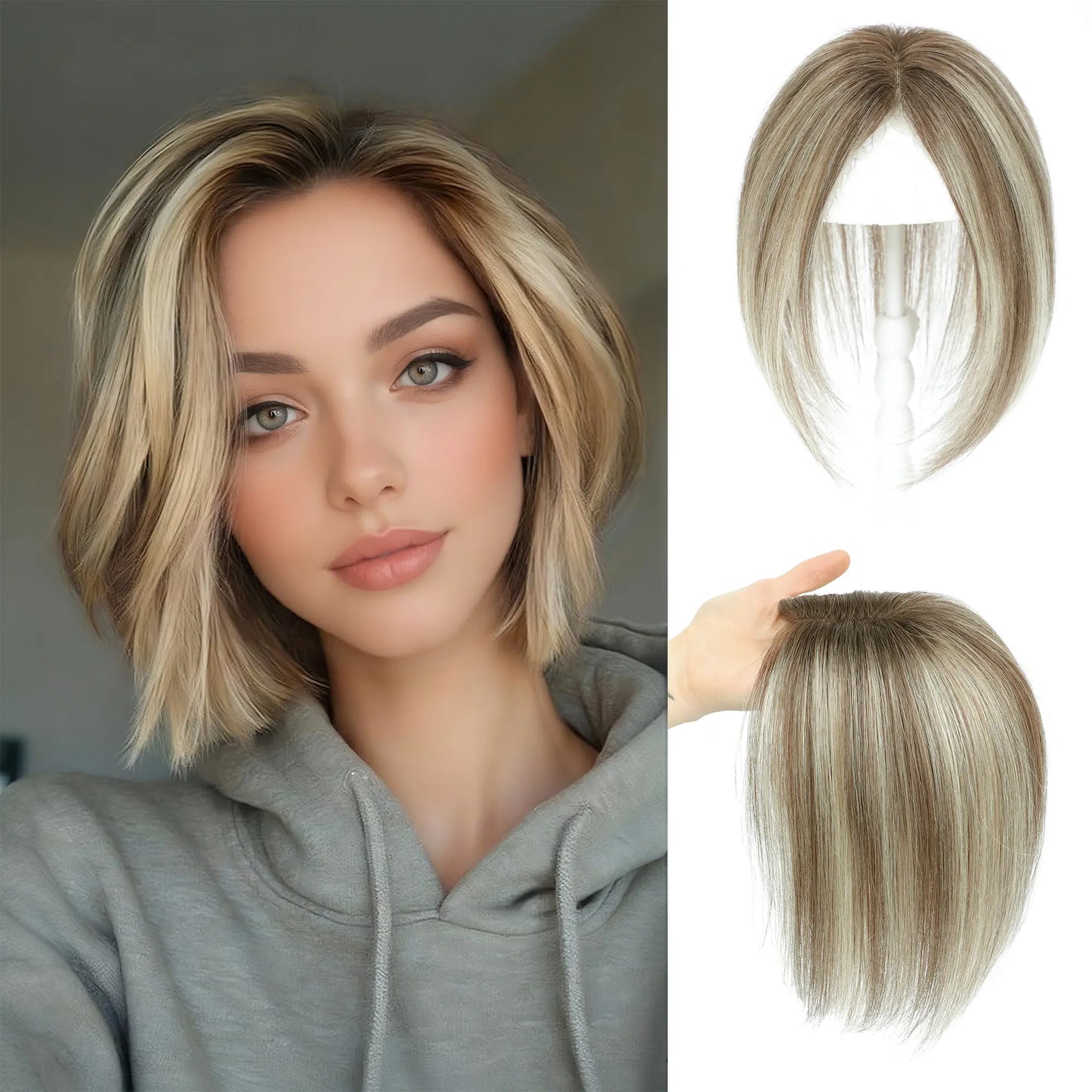 10-Inch Human Hair Topper for Thinning Crown – 8 × 12 cm Lace Base