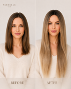 Dark Rooted Sandy Blonde Synthetic Wig – Long Straight Hair, Center Part & Lightweight Comfort Cap