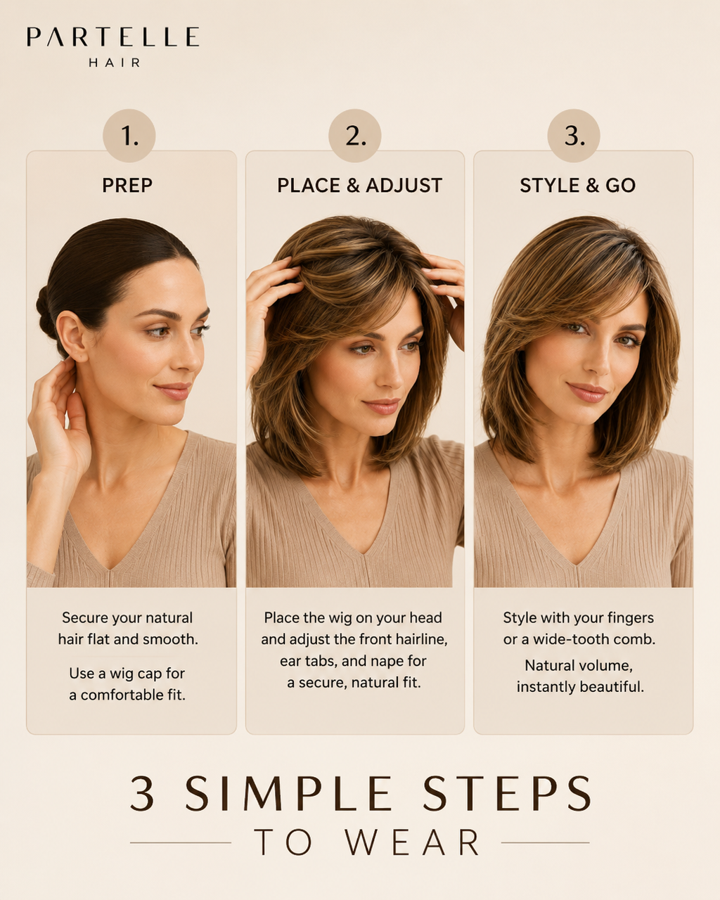 Extension per capelli in fibra sintetica Mono Long Perfection – Parte anteriore in pizzo, riga libera