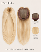 Topper per capelli in fibra resistente al calore con pizzo frontale e monofilamento superiore – Pizzo frontale, riga libera