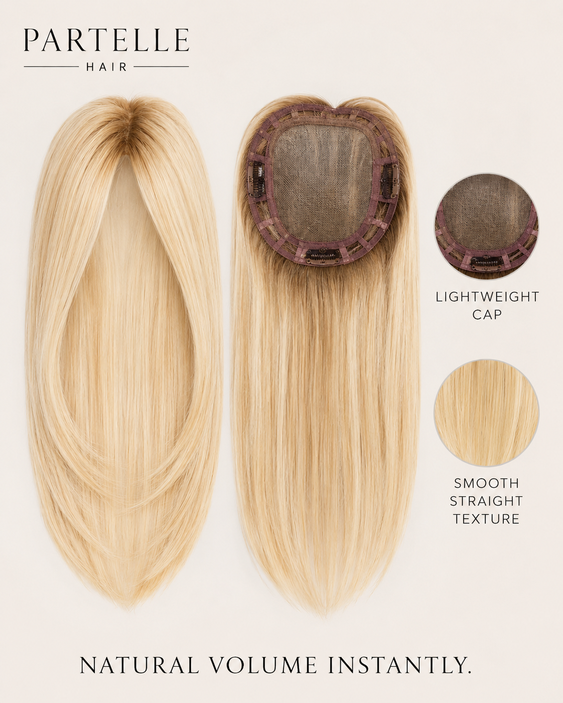 Topper per capelli in fibra resistente al calore con pizzo frontale e monofilamento superiore – Pizzo frontale, riga libera