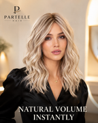 Top di capelli in fibra termoresistente riccia Nature – Monofilamento, riga libera