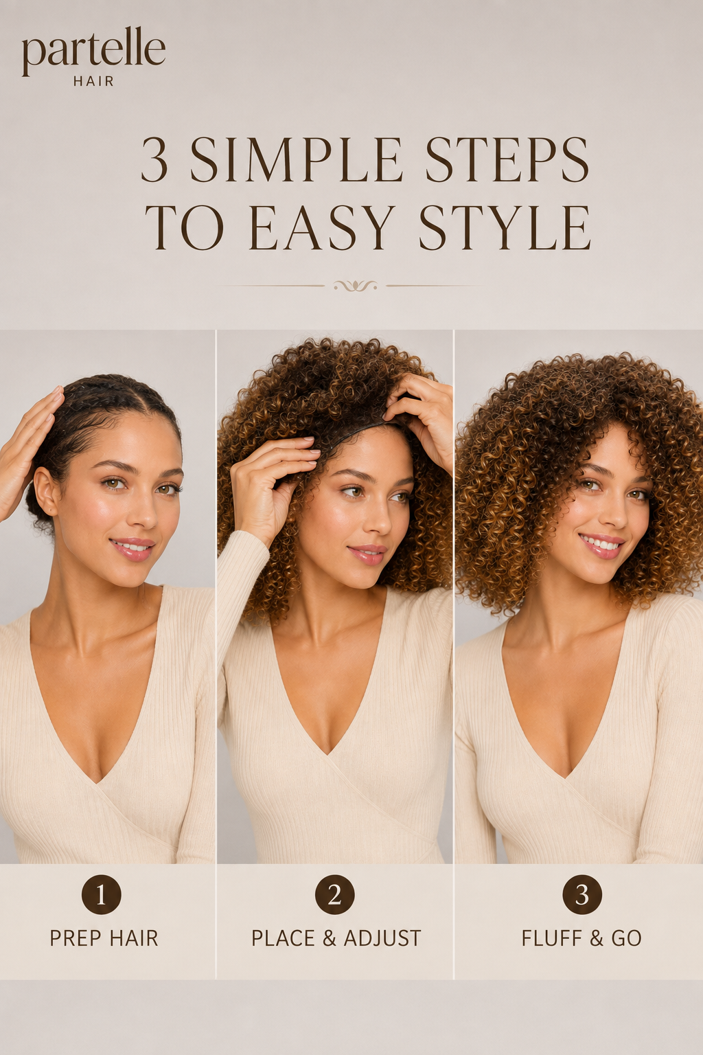 Short Curly Synthetic Wig – Honey Brown Ombre, Glueless Comfort Cap