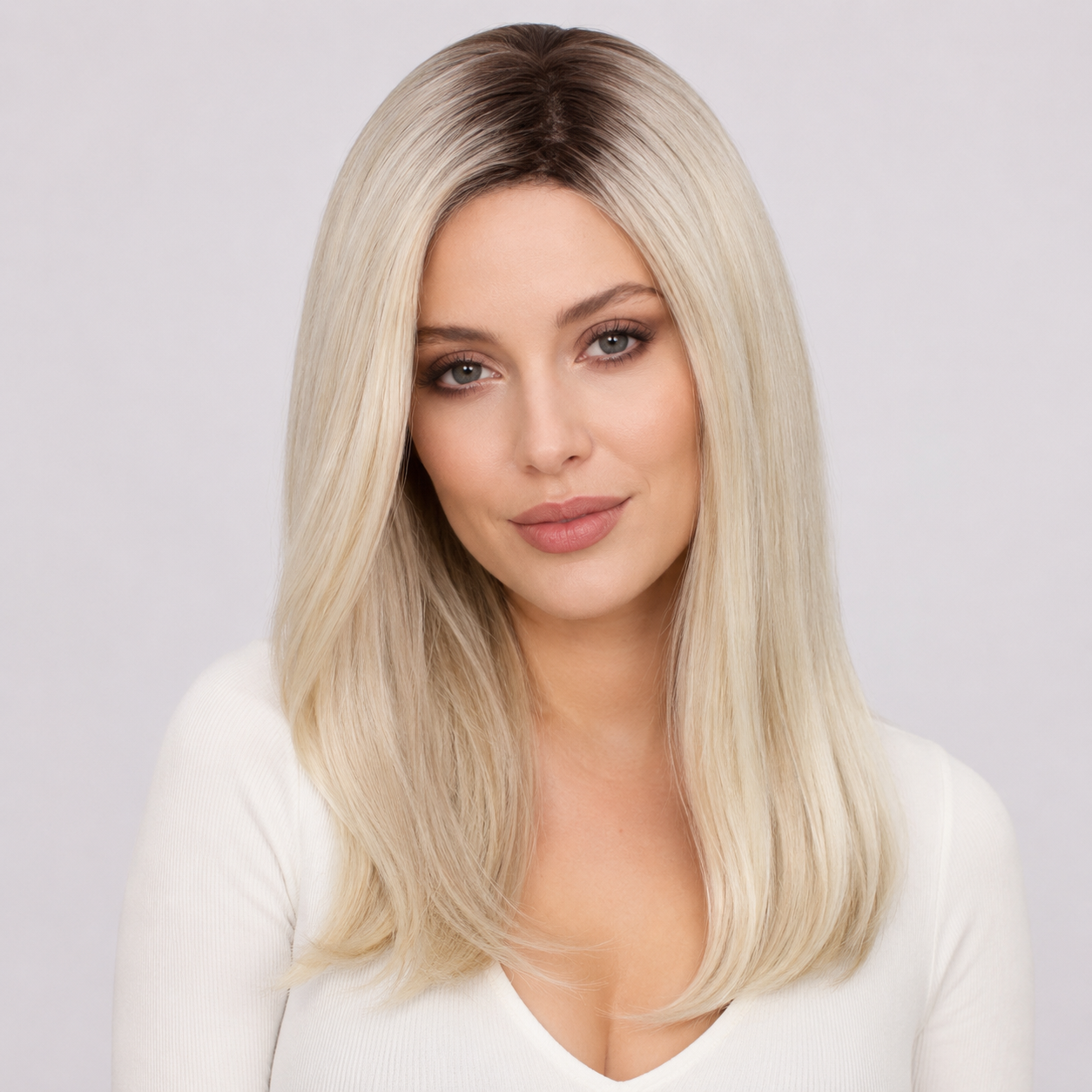 Top di capelli in fibra termoresistente riccia Nature – Monofilamento, riga libera