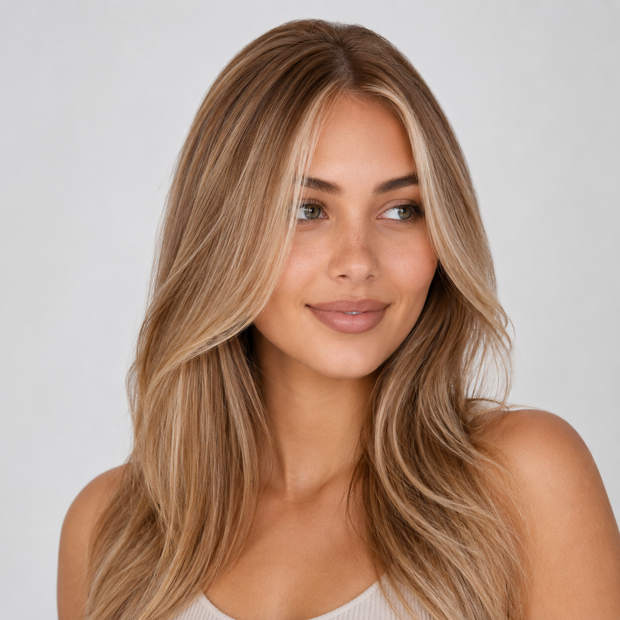 Top di capelli in fibra termoresistente riccia Nature – Monofilamento, riga libera