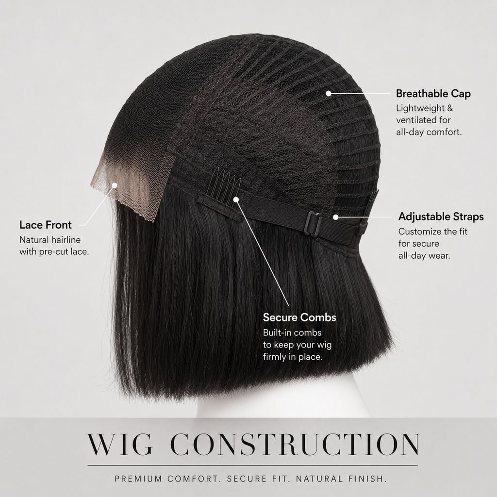 Parrucca bob liscio e squadrato con capelli 100% umani – Chiusura glueless 5x5, riga libera