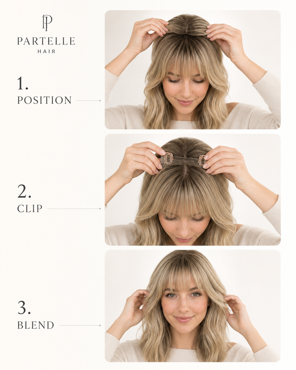 Topper di capelli sintetici da 12 pollici con frangia