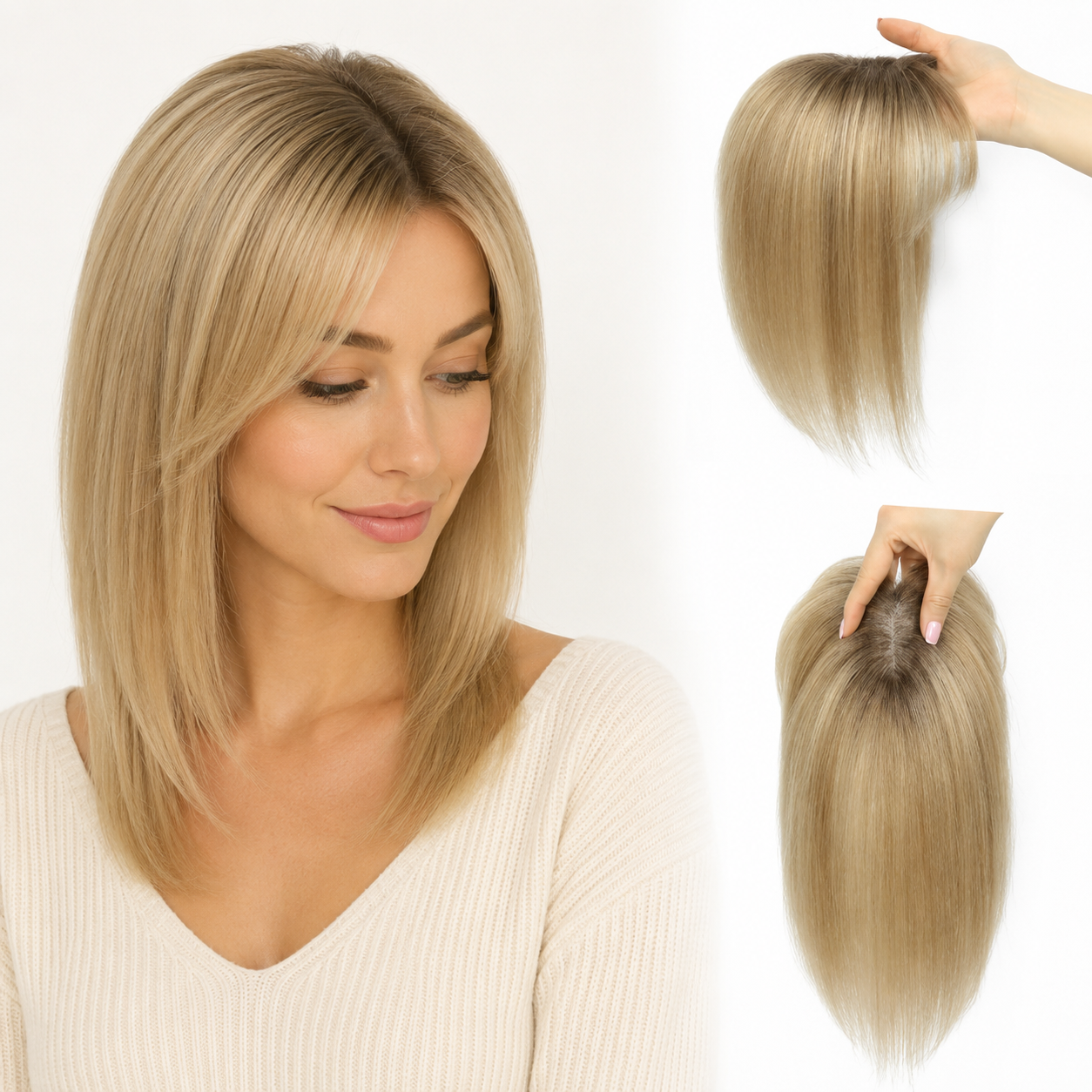 Topper di capelli sintetici da 12 pollici con frangia