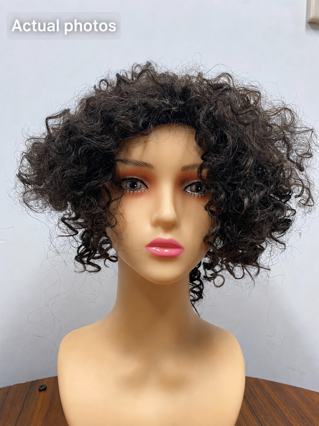 Short Curly Wig – Dark Chocolate Brown, Defined Curls & Natural Volume