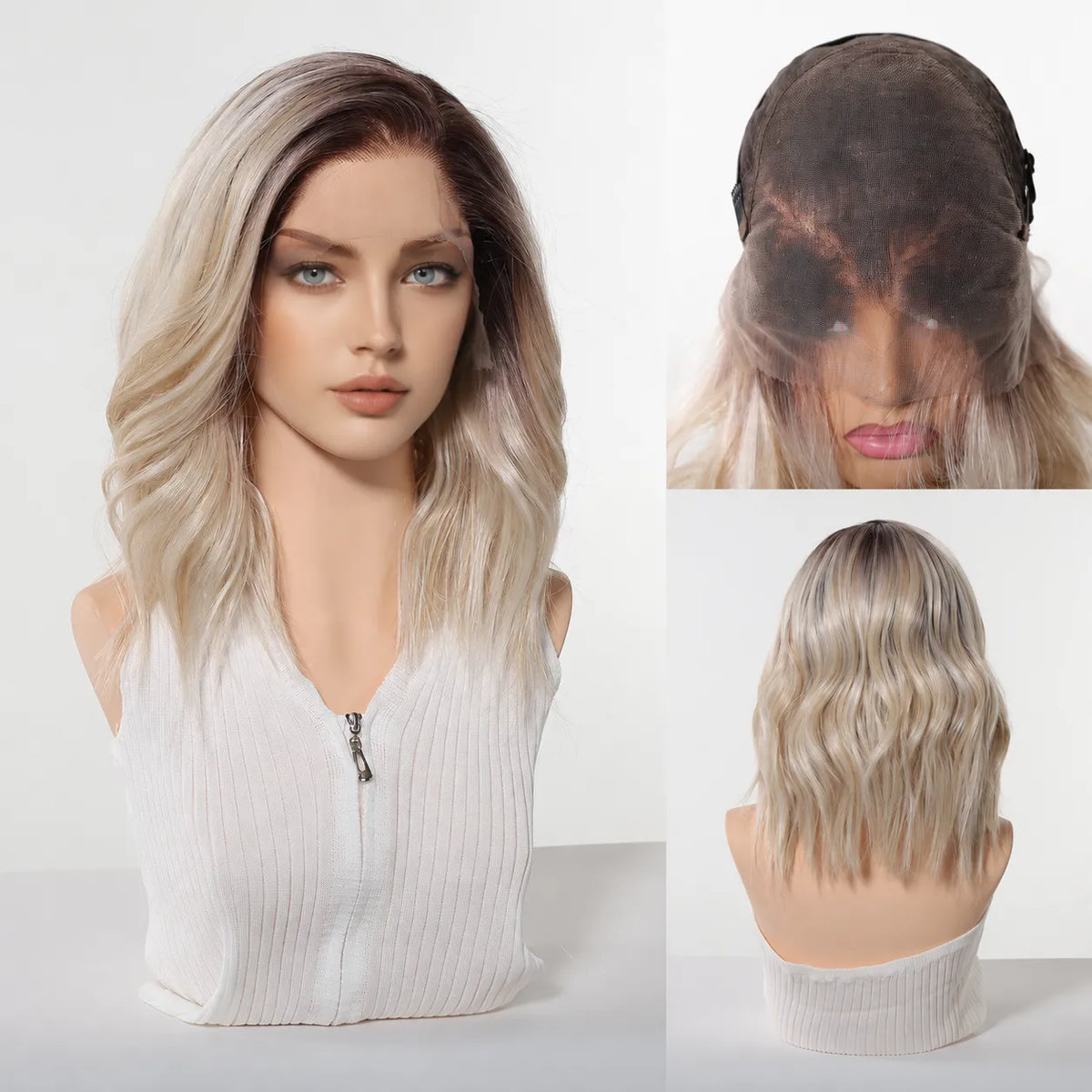 14-Inch Soft Wave Bob with Face-Framing Curtain Bangs