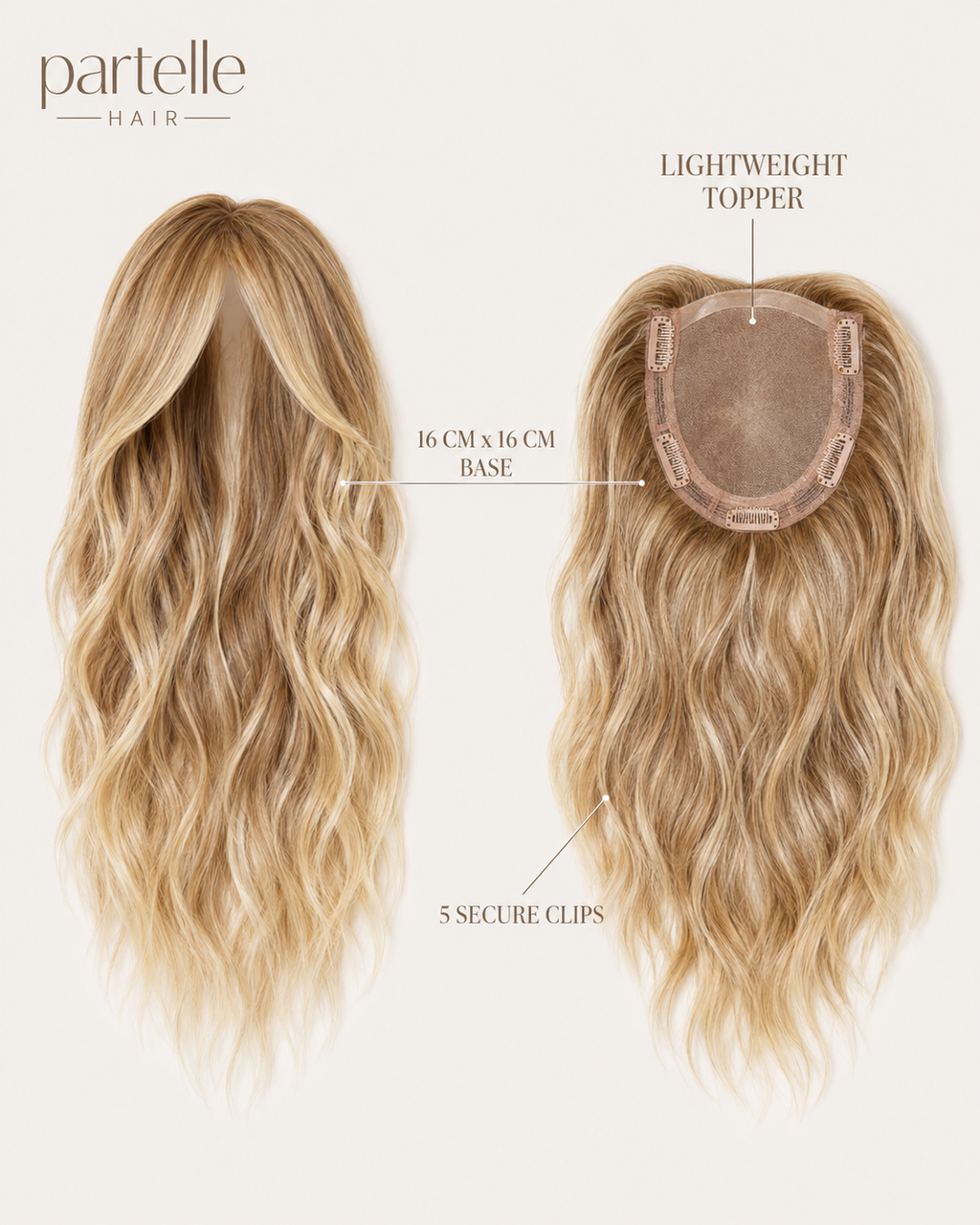 Long Curly Hair Topper – 45cm, Heat-Resistant Fiber