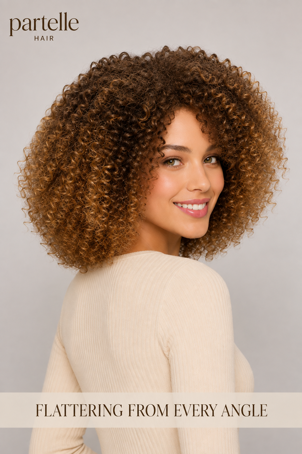 Short Curly Synthetic Wig – Honey Brown Ombre, Glueless Comfort Cap