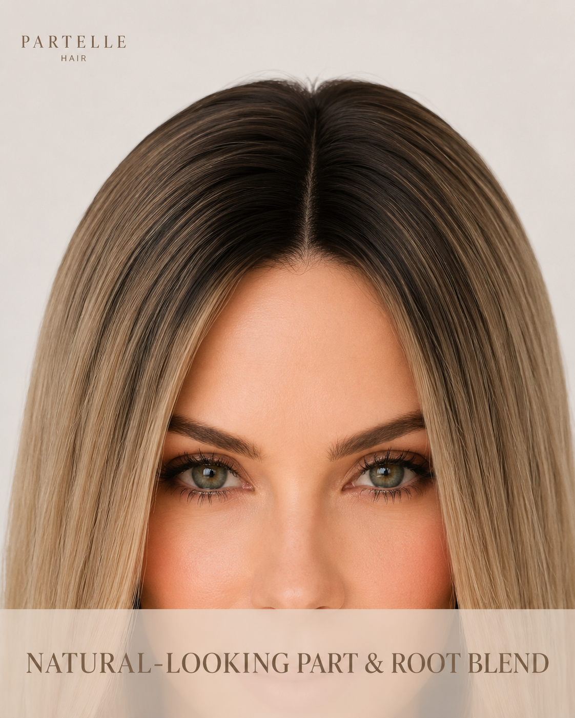 Dark Rooted Sandy Blonde Synthetic Wig – Long Straight Hair, Center Part & Lightweight Comfort Cap