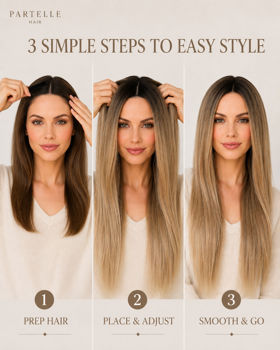 Dark Rooted Sandy Blonde Synthetic Wig – Long Straight Hair, Center Part & Lightweight Comfort Cap