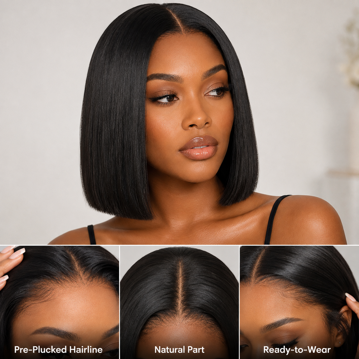 Parrucca bob liscio e squadrato con capelli 100% umani – Chiusura glueless 5x5, riga libera
