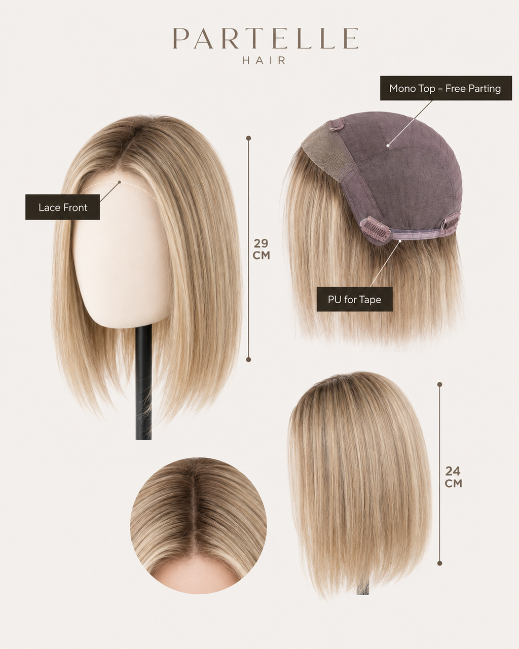 Extension a clip per capelli umani Orbit – Lace Front, riga libera