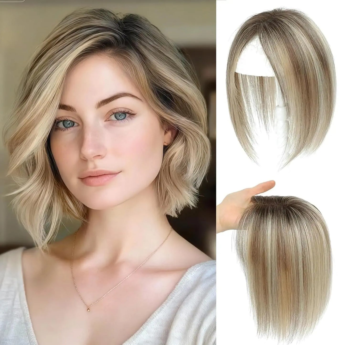 10-Inch Human Hair Topper for Thinning Crown – 8 × 12 cm Lace Base