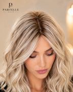 Top di capelli in fibra termoresistente riccia Nature – Monofilamento, riga libera