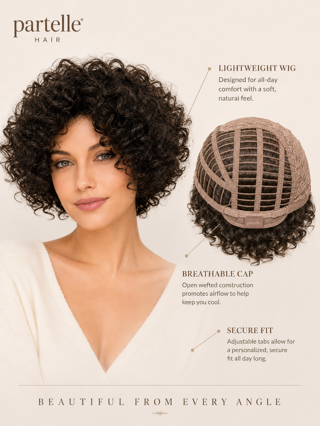 Short Curly Wig – Dark Chocolate Brown, Defined Curls & Natural Volume