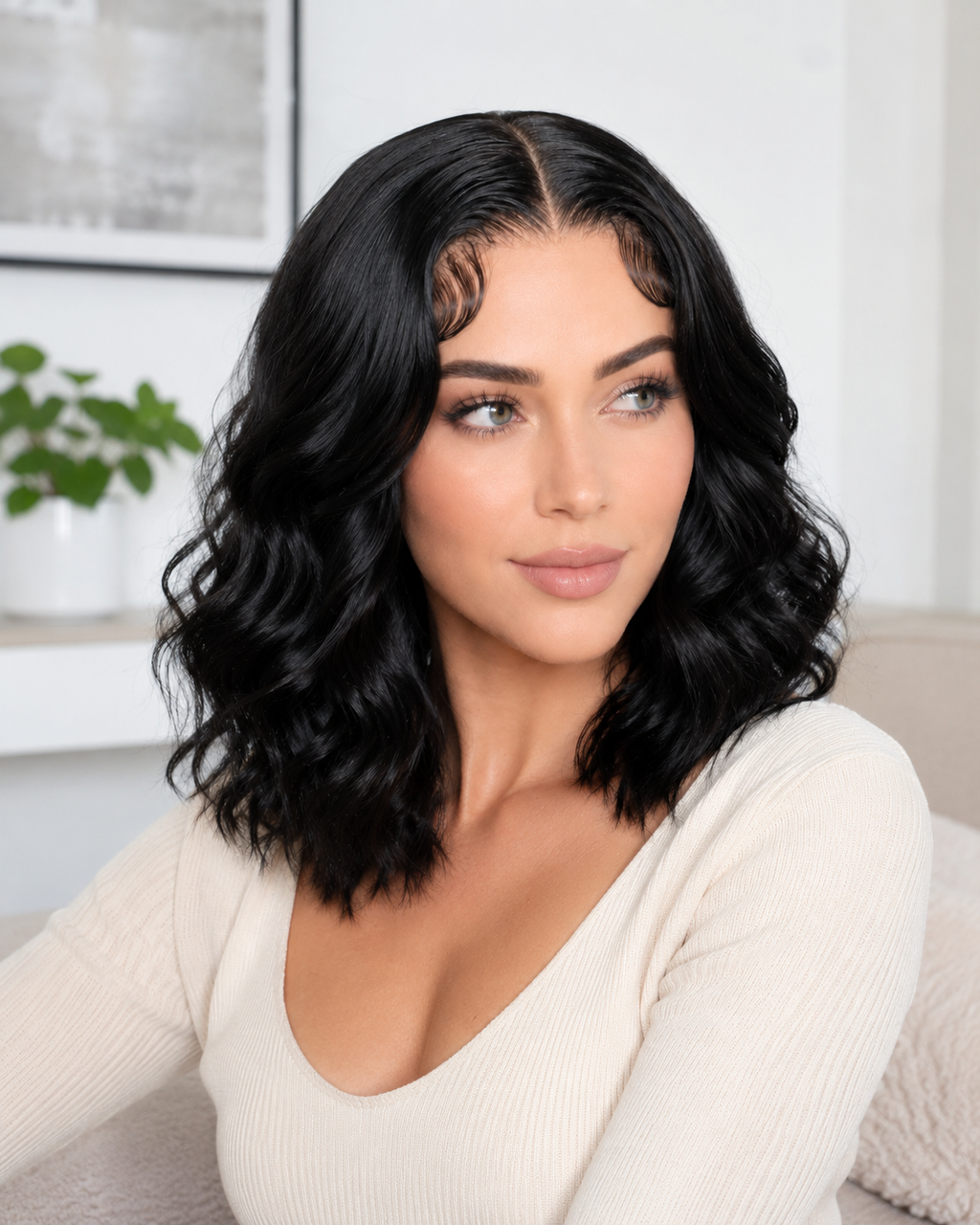 Parrucca in capelli veri “Wear and Go” senza colla – Anteriore in pizzo, 12 pollici